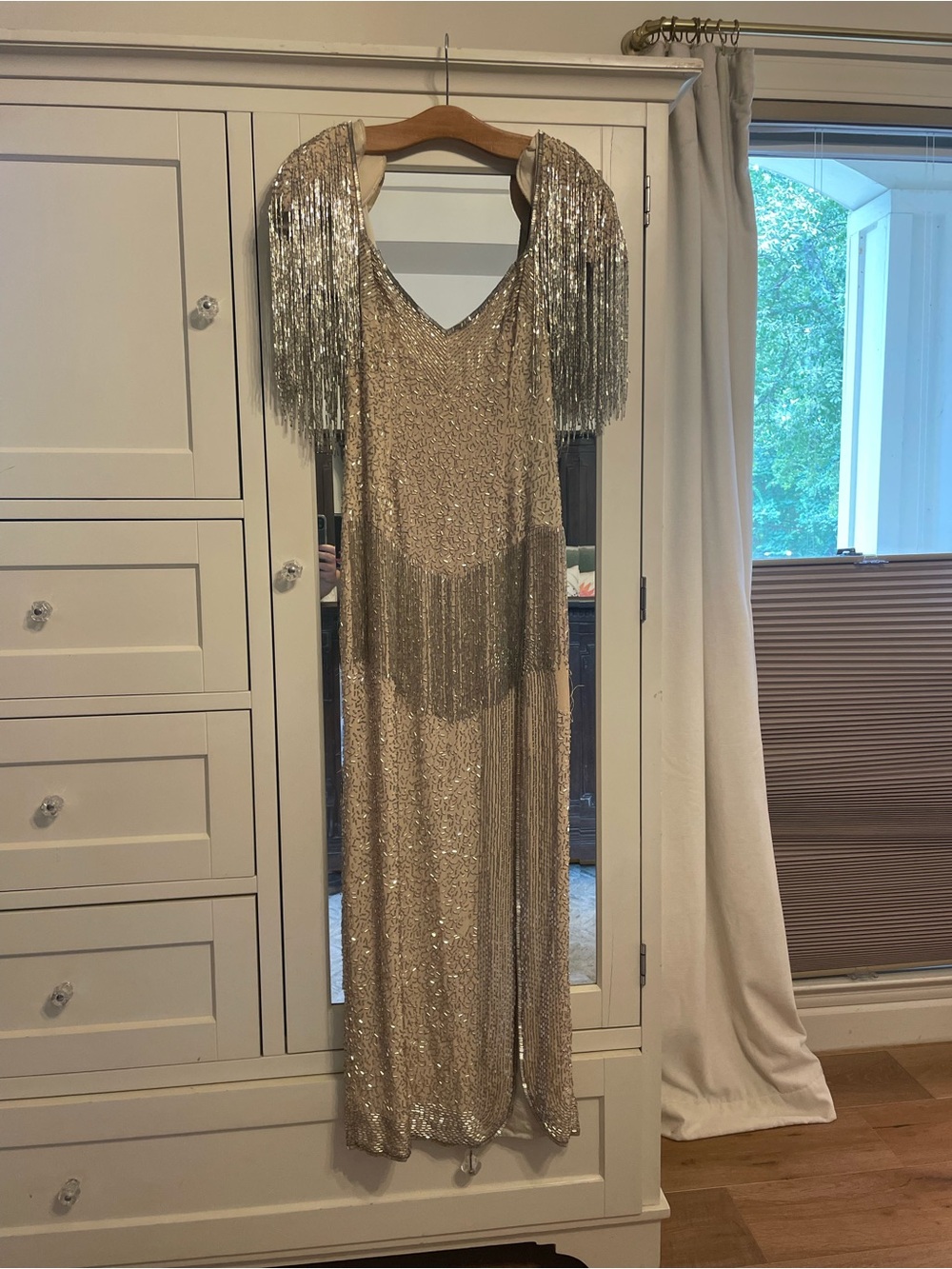 RARE Lillie Rubin Champagne Beaded Sequin Vintage Gown Size 4 Women’s
